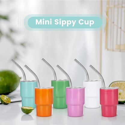 Mini Tumbler Shot Glass with Straw 80ml