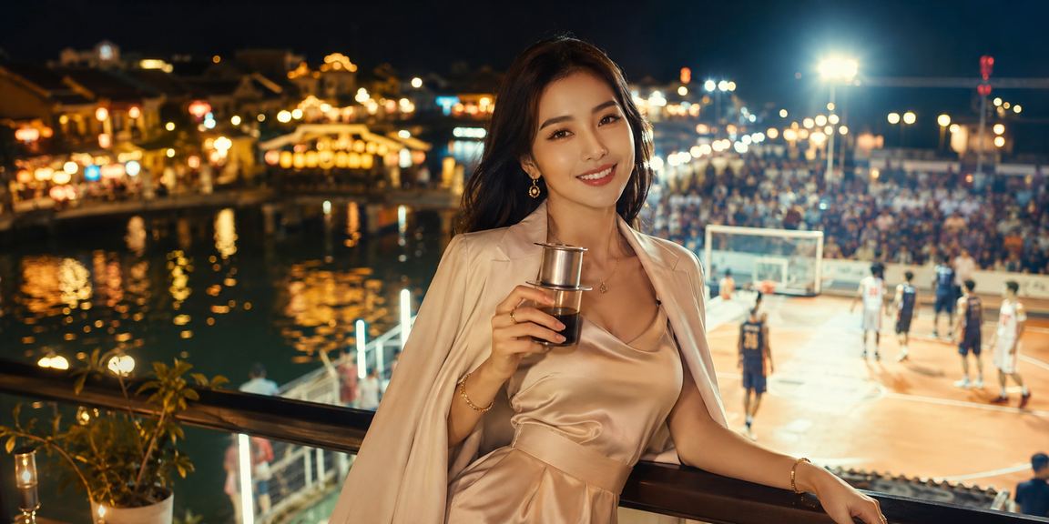 Người trẻ Việt Nam vừa uống cà phê vừa cá cược bóng rổ tại Hội An