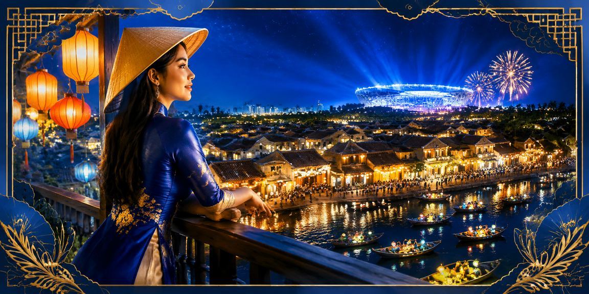 Người dùng đội nón lá chơi cược tại Hội An
