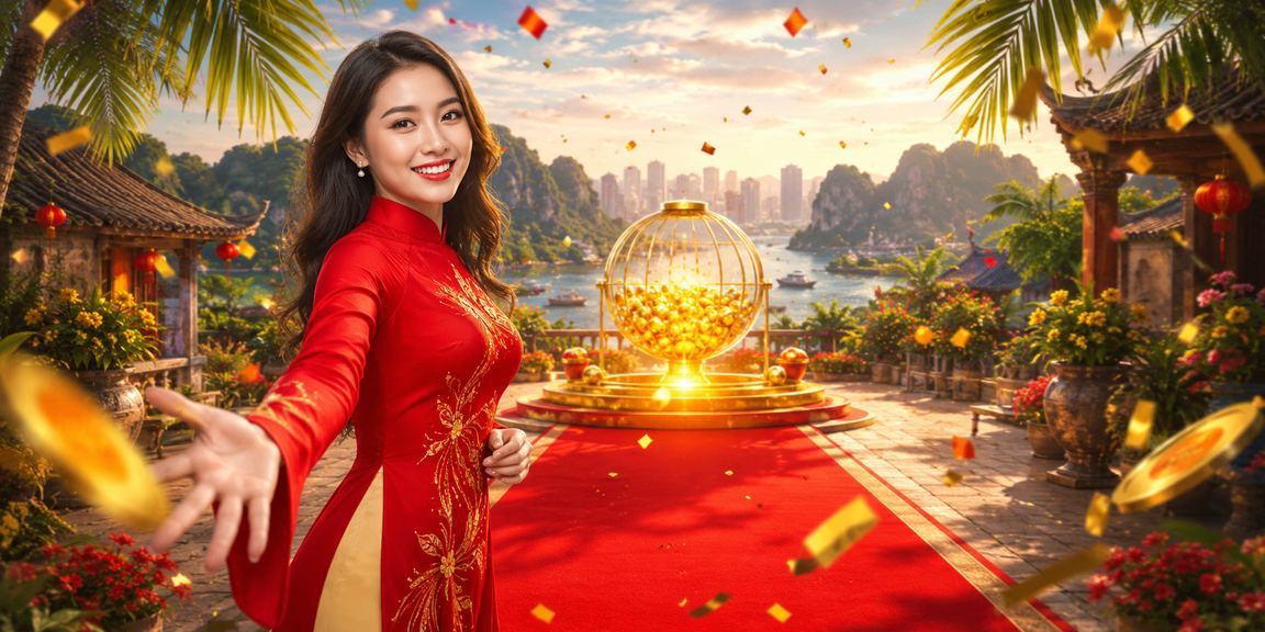 Người phụ nữ áo dài truyền thống tham gia xổ số tại Ninh Bình